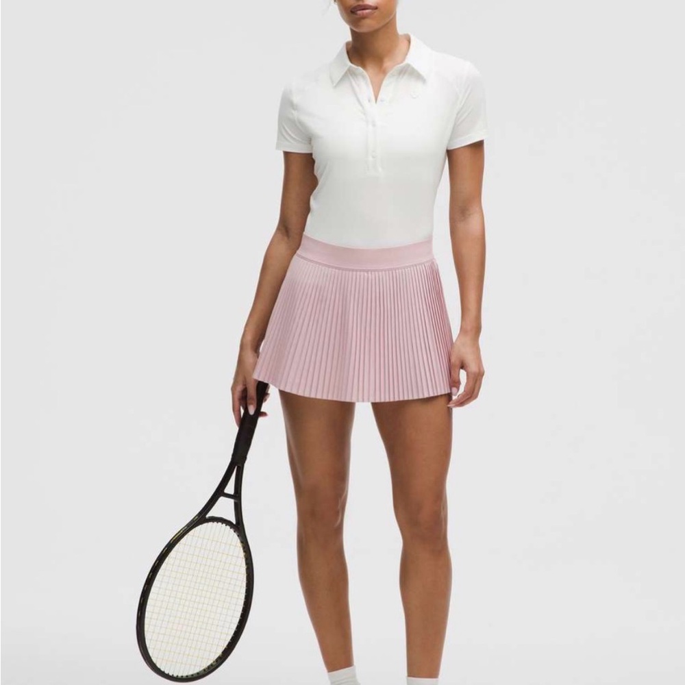 Lululemon Varsity High Rise Pleated Pink Haze Organza Tennis Skirt